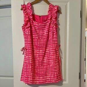 Lilly Pulitzer Pink and White Checkered Sleeveless Romper/Dress